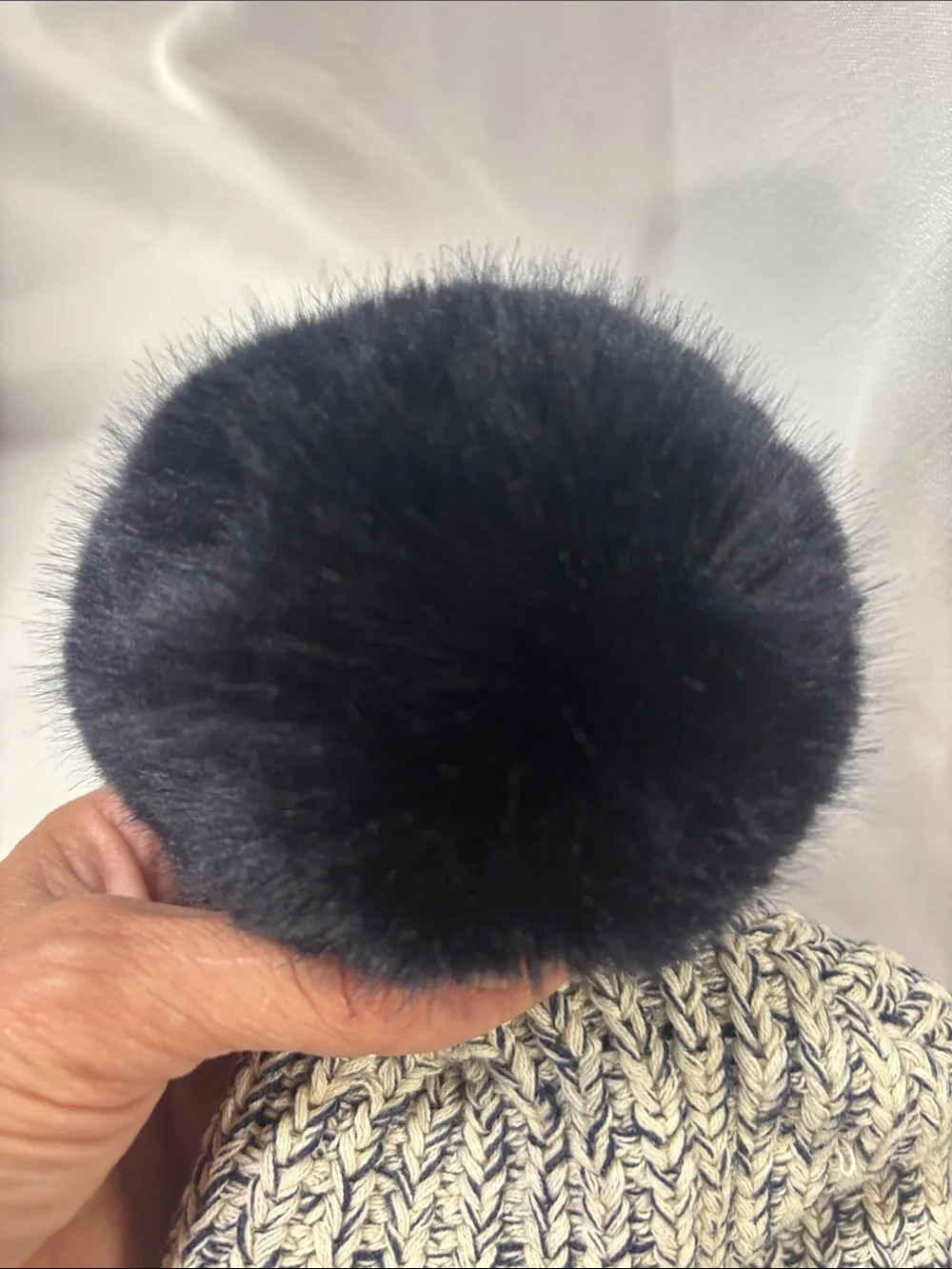 Love Your Melon Cream and Navy Marled Knit Hat-NWOT